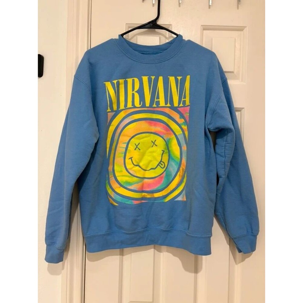 Nirvana Smiley Face Blue Crewneck Sweatshirt